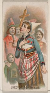 Martedì grasso, Danimarca, dalla serie Holidays N80 per sigarette Duke, 1890 da George S. Harris and Sons