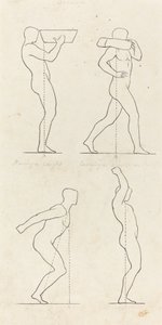 Portare un peso; Prepararsi a saltare e atterrare da George Scharf after John Flaxman