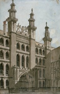 Vista sud-ovest della facciata della Guildhall, Città di Londra, 1810 da George Shepherd
