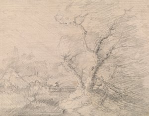 Paesaggio con Ponte Pedonale e Grande Albero
