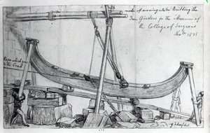 Spostamento delle travi di ferro utilizzate per costruire il Museo Hunterian al Royal College of Surgeons, 1835 da George Snr Scharf