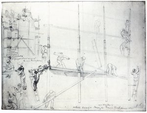 Montaggio di impalcature fuori dalla casa di Craig, Francis Street, Londra, 1841