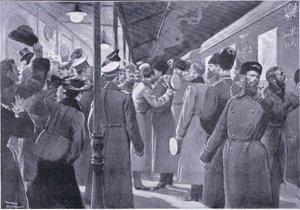 Lo zar che saluta gli ufficiali della Guardia Imperiale, illustrazione da Cassells History of the Russo-Japanese War Vol 1, c.1900