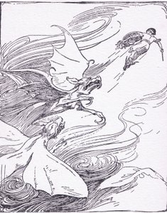 Il sangue di Perseo si gelò per tutto il suo coraggio mentre li vedeva arrivare urlando sulle sue tracce, da Gli Eroi pubblicato da George Allen e Unwin 1929 da George Soper