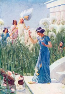 Il bambino tra i giunchi (litografia a colori) da George Soper