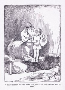Il Cheiron gli mise la lira nelle mani e lo portò a suonare, da Gli Eroi pubblicato da George Allen e Unwin 1929