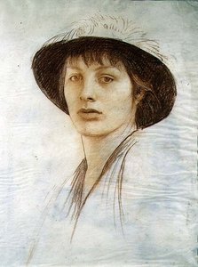 Ragazza con cappello piumato da George Spencer Watson