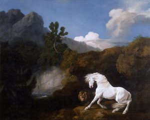 Cavallo spaventato da un leone da George Stubbs