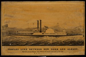 Linea del Popolo tra New York e Albany. Nuovo piroscafo a bassa pressione Isaac Newton, il più grande del nuovo o vecchio mondo da George T. (after) Sanford
