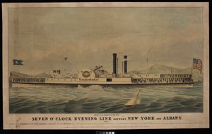 Linea serale delle sette tra New York e Albany, diretta: I battelli a vapore Knickerbocker... e Rochester... da George T. (after) Sanford