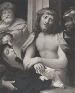Ecce Homo, con Ponzio Pilato dietro di lui a sinistra, la Vergine svenuta in basso a sinistra, e..., 1850 da George Thomas Doo