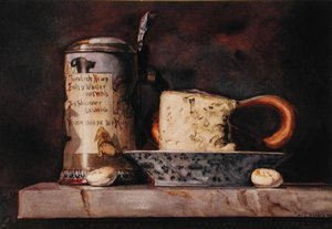 Natura morta con formaggio e boccale da George Thompson Hobbs