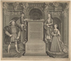 Enrico VII e la famiglia di Enrico VIII nel Palazzo di Whitehall da George Vertue after Hans Holbein the Younger