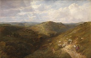 Collina del Martire, da Newlands Corner, Albury, vicino a Guildford, 1858 da George Vicat Cole