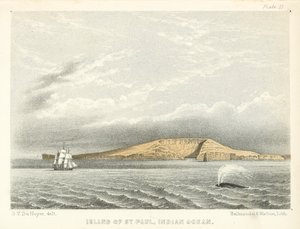 Isola di San Paolo, Oceano Indiano (incisione a colori)