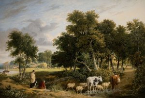 Paesaggio - Bestiame che attraversa un ruscello