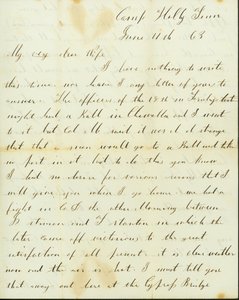 Lettera da George Wyckoff, Campo Holly, Tennessee, a Josephine, 11 giugno 1863