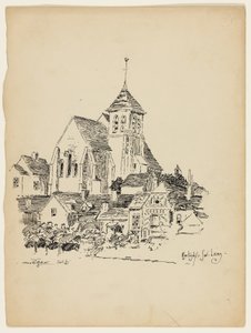 Chiesa a Montigny-Sur-Loing, Francia, Schizzo di Viaggio da George Washington Maher