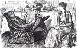 Un marito e una moglie che leggono da George du Maurier