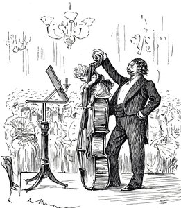 Cartone animato che commenta i prodigi musicali che sembravano diventare sempre più giovani