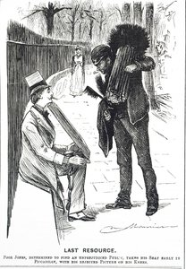 Cartone che raffigura uno spazzacamino e le sue spazzole da George du Maurier