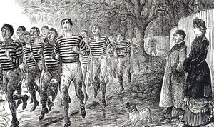 Cartone che raffigura una sessione di salute e fitness da George du Maurier