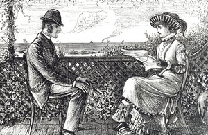 Fumetto che raffigura un marito e una moglie - il marito è responsabile dei debiti della moglie a meno che non pubblichi una revoca delle sue responsabilità