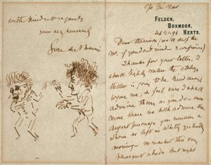 Lettera con disegno di Whistler che minaccia Du Maurier