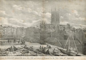 Vecchio Ponte di Londra preso nel luglio 1830, prima della sua rimozione per la nuova linea di approccio