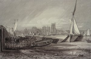 Palazzo di Lambeth e chiesa da Millbank da George the Younger Barret