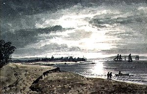Vista del fiume Adur con New Shoreham in lontananza da George the Younger Barret