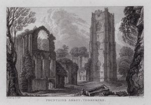 Abbazia di Fountains, Yorkshire (incisione) da George the Younger Cuitt