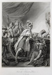 LUIGI IX, San Luigi, di Francia (incisione) da Georges (after) Rouget