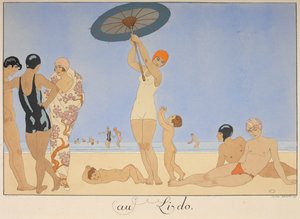Au lido. Persone su una spiaggia da Georges Barbier