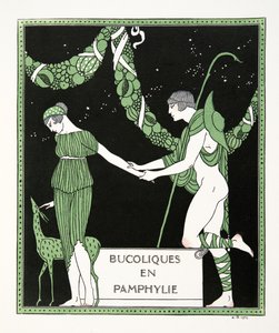 Bucoliche in Panfilia, illustrazione da Les Chansons de Bilitis, di Pierre Louys, pub. 1922 da Georges Barbier