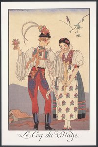 Falbalas et Fanfreluches, Almanacco per il 1922, Le coq du village, di George Barbier, stampa da Georges Barbier