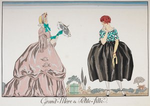 Nonna e nipote. Una donna anziana e una ragazza giovane da Georges Barbier