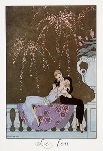 Le Feu, litografia di George Barbier (1882-1932), da Falbalas et Fanfreluches, Almanach des Modes Presentes, Passees et Futures da Georges Barbier