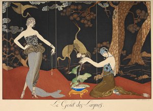 Il gusto delle lacche. Due donne davanti a uno schermo laccato. da Georges Barbier