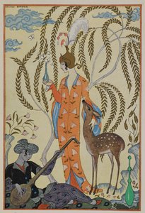 Persia. Una donna con un cerbiatto. Un musicista da Georges Barbier