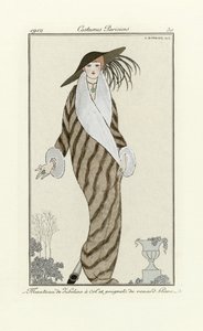 Cappotto di zibellino con bordo di volpe bianca, da Costumes Parisien, pub.1912