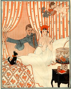Il ritorno non pianificato... O la sveglia - illustrazione da la Vie Parisienne da Georges Barbier