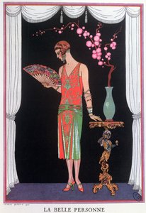 Abito da sera Worth, tavola di moda da Gazette du Bon Ton da Georges Barbier