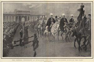 Il corteo funebre a Hyde Park Corner, i reali in lutto che entrano nel parco da Georges Bertin Scott