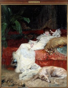 Ritratto della comica Henriette Rosine Bernard detta Sarah Bernhardt (1844-1923) di Georges Jules Victor Clairin (1843-1919) da Georges Clairin