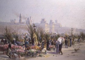 Mercato dei Fiori sulla Senna da Georges Fraipont