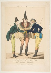 Le Goût du Jour, No. 21: Les Modernes Incroyables, da Caricatures Parisiennes, ca. 1815 da Georges Jacques Gatine