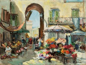 Un mercato dei fiori a Nizza da Georges Lapchine
