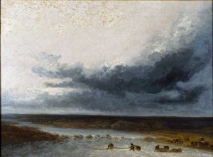 Paesaggio con pescatori alla foce di un fiume