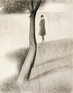 Uomo in piedi accanto a un albero; studio su La Grande Jatte da Georges Pierre Seurat